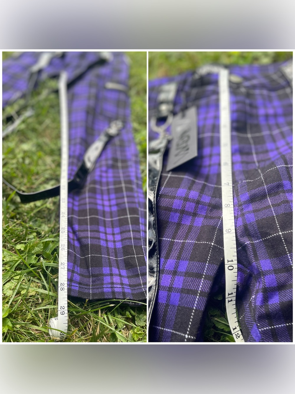 Dolls Kill Purple & Plaid Cargo Pants Bondage Harness Skinny Jeans M Punk Goth - Picture 9 of 9